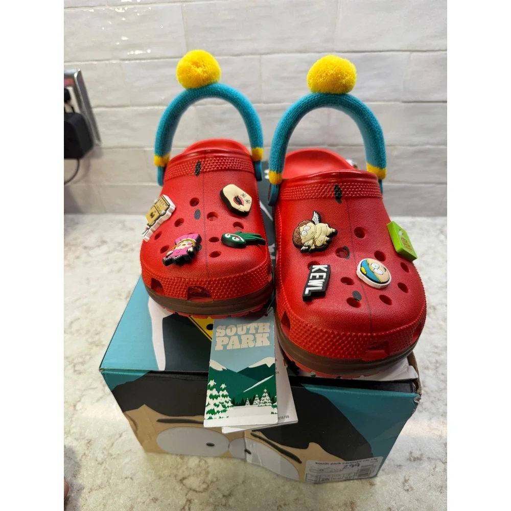 Crocs South Park Eric Cartman Classic Clogs Red Blue Yellow M8 W10, NEW